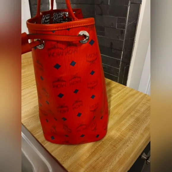 MCM Authentic Red & Black Tote Like New  (Stunning) - Picture 7 of 12
